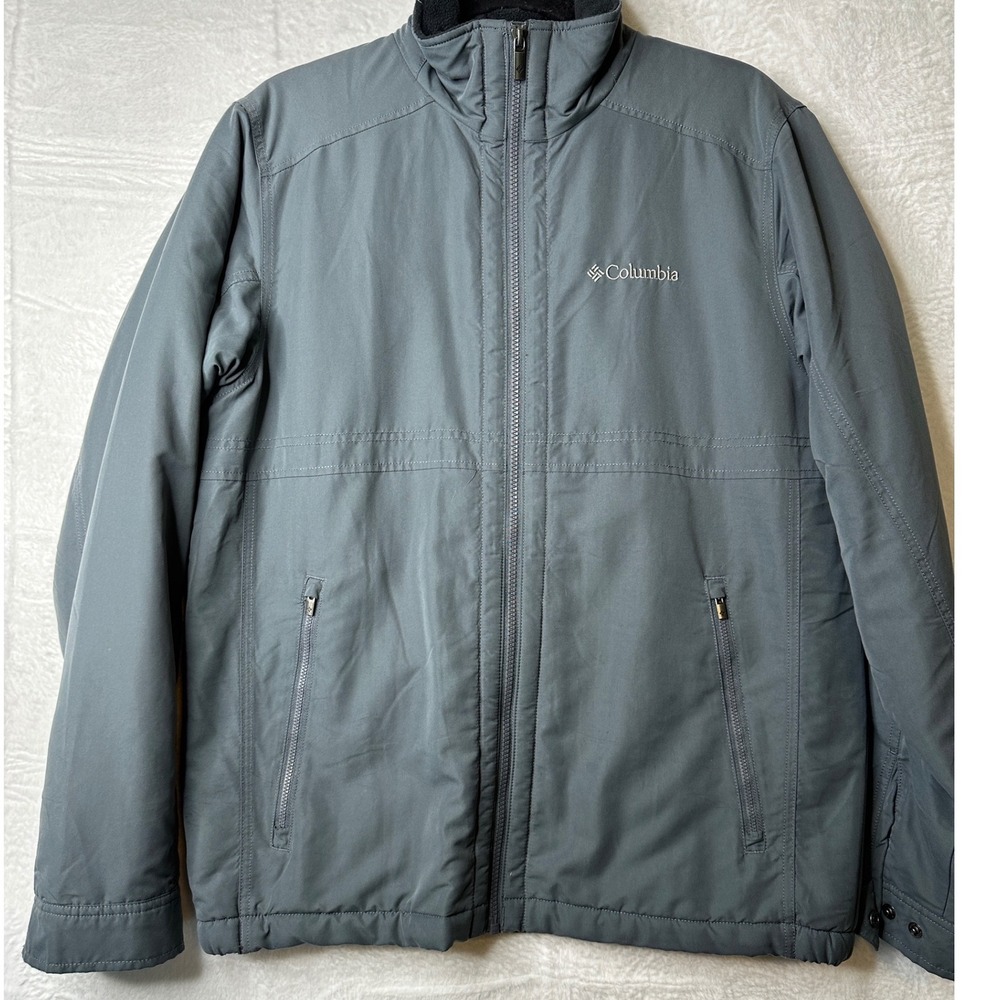 Columbia Mens Full Zip Fleece Lined Jacket Gray Size M Outdoor Outerwear